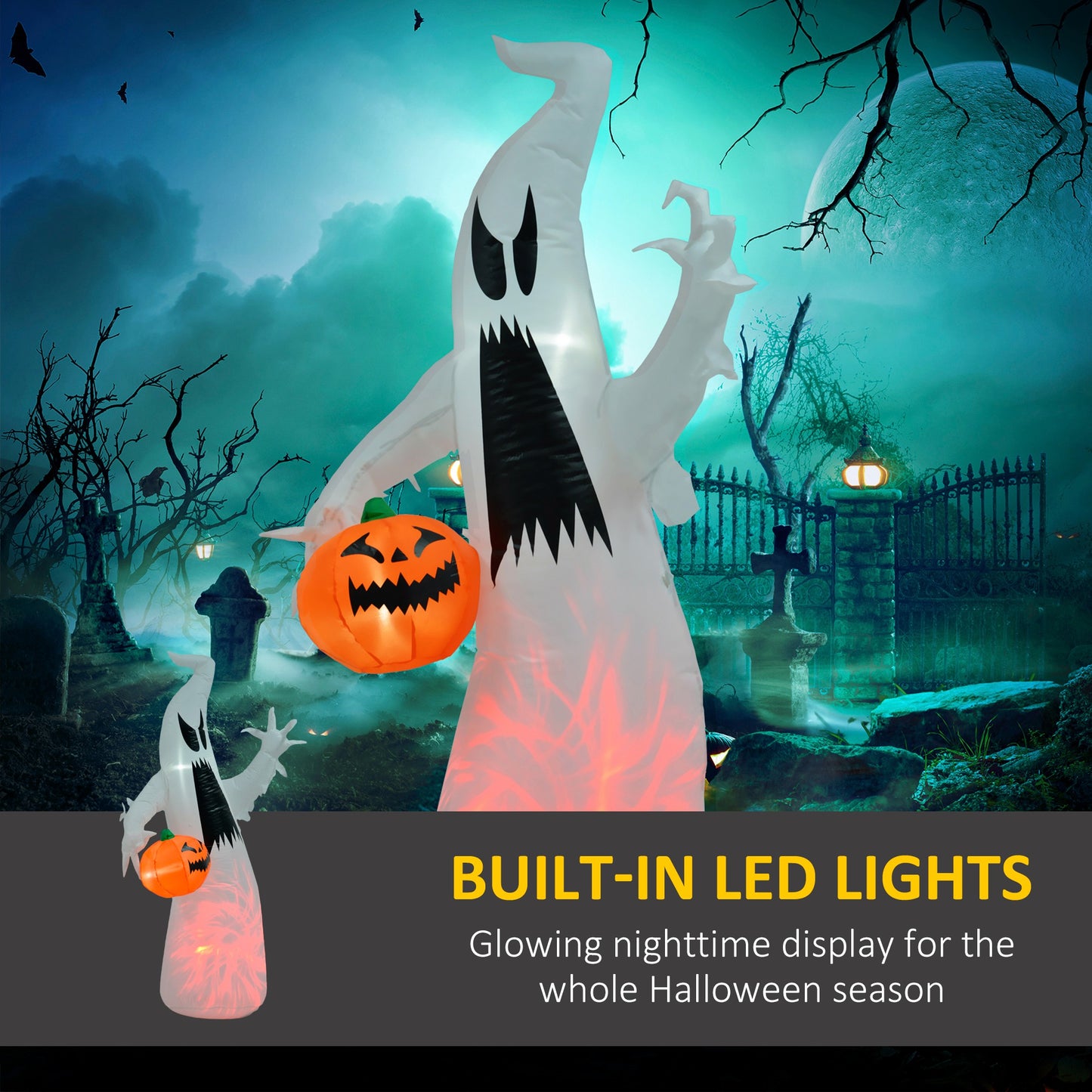HOMCOM 5.9-ft Halloween Blow-Up Ghost, Yard LED & Waterproof