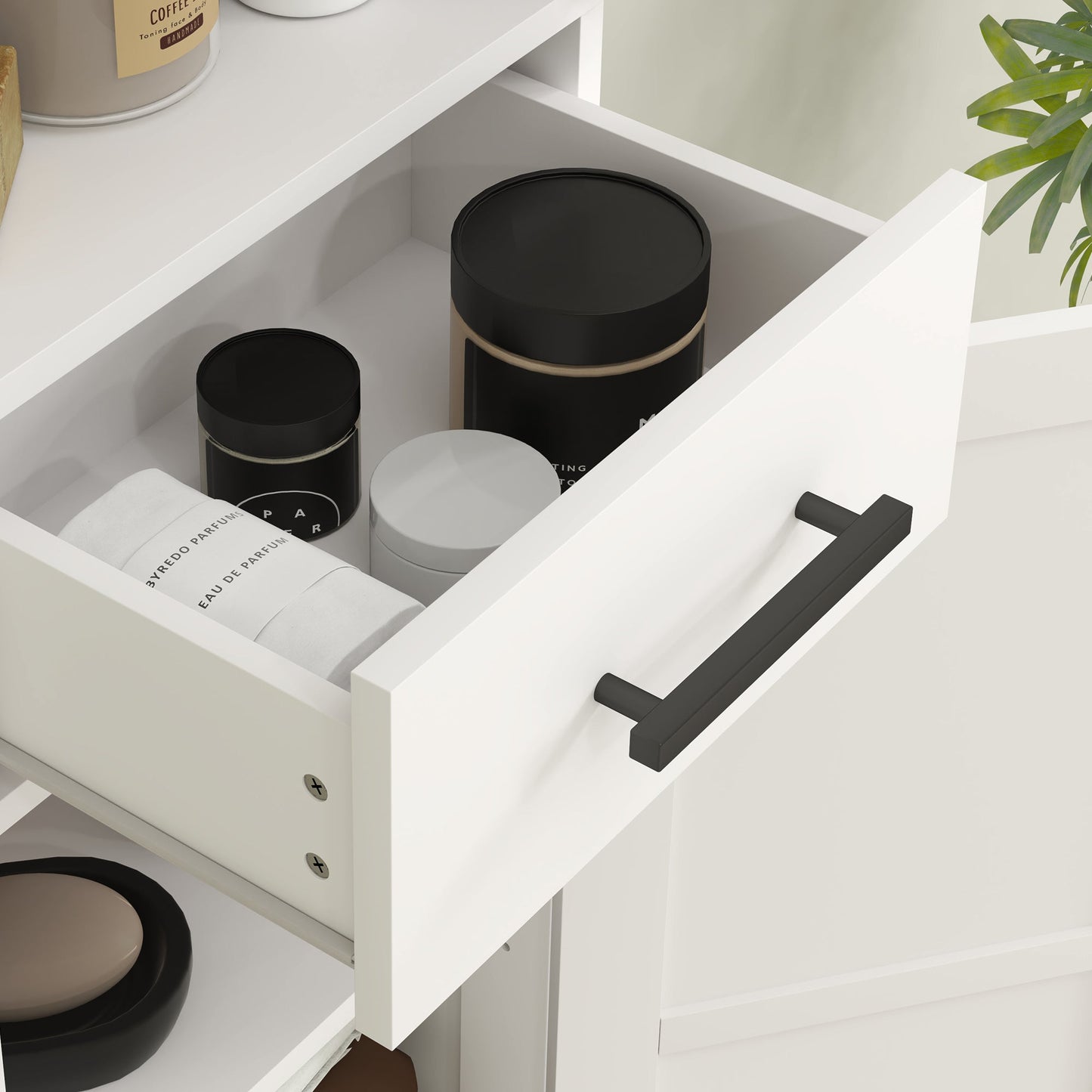 HOMCOM Farmhouse Tall Bathroom Linen Cabinet with Barn Doors