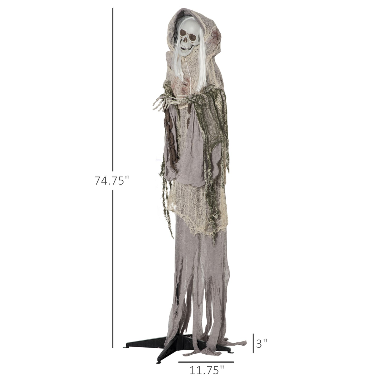 Outsunny 74in Skeleton Witch, Halloween Yard, Sound & Motion