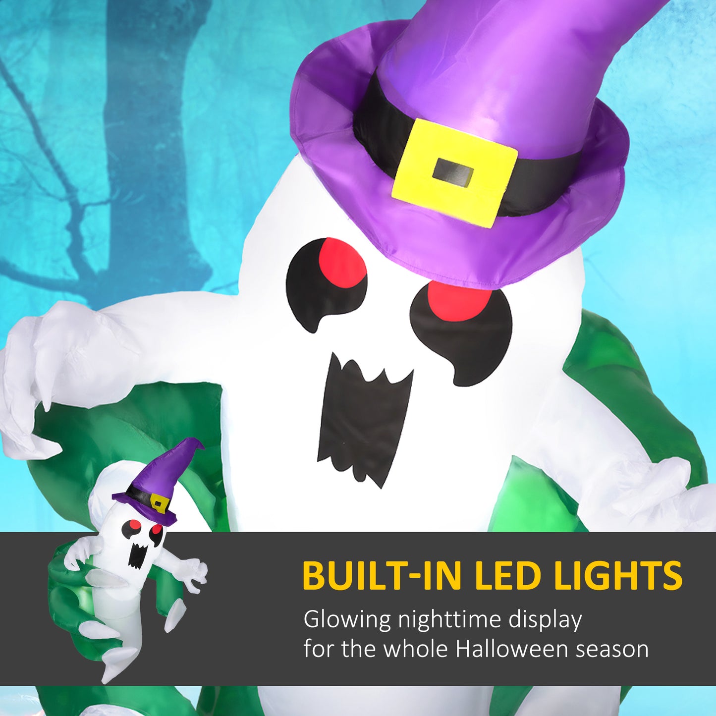 Outsunny Halloween LED Inflatable Window Ghost, 3.9 ft