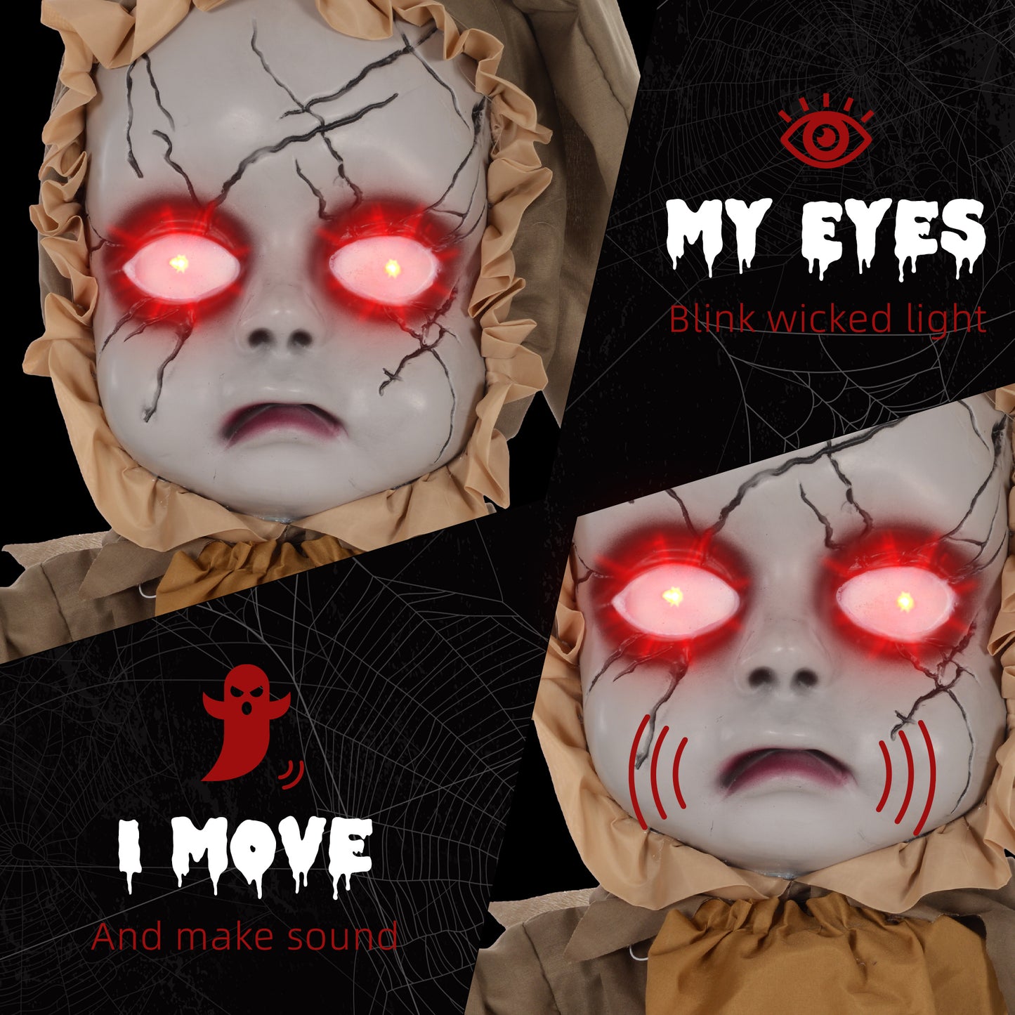 HOMCOM Outdoor Halloween Animatronic Doll, Sound & Motion