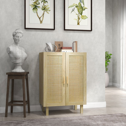 HOMCOM Boho Buffet Cabinet for Dining Room with Rattan Doors