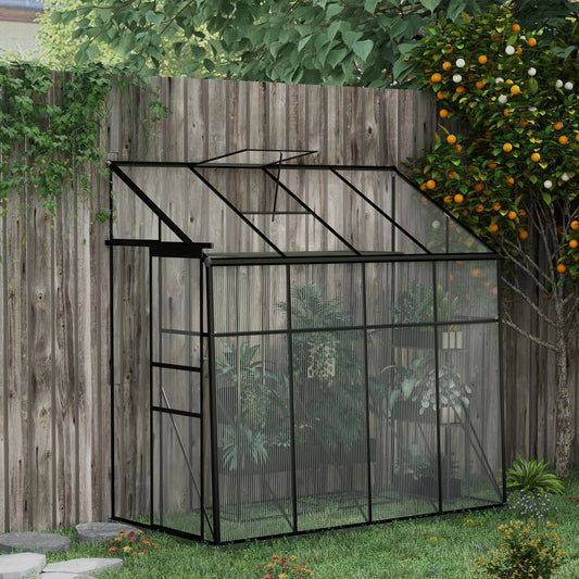 Outsunny Modern Lean-To Greenhouse for Patio Walls, Walk-In
