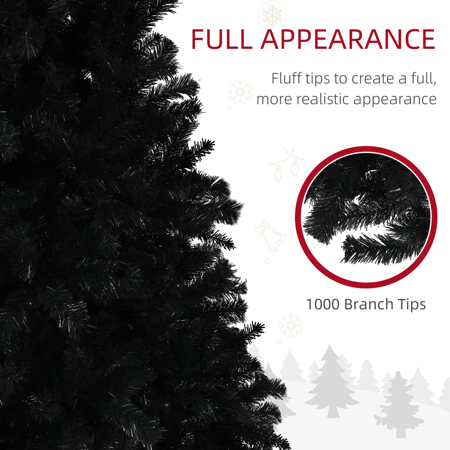 HOMCOM Black 6ft Christmas Tree for Holiday Decor, Auto-Open