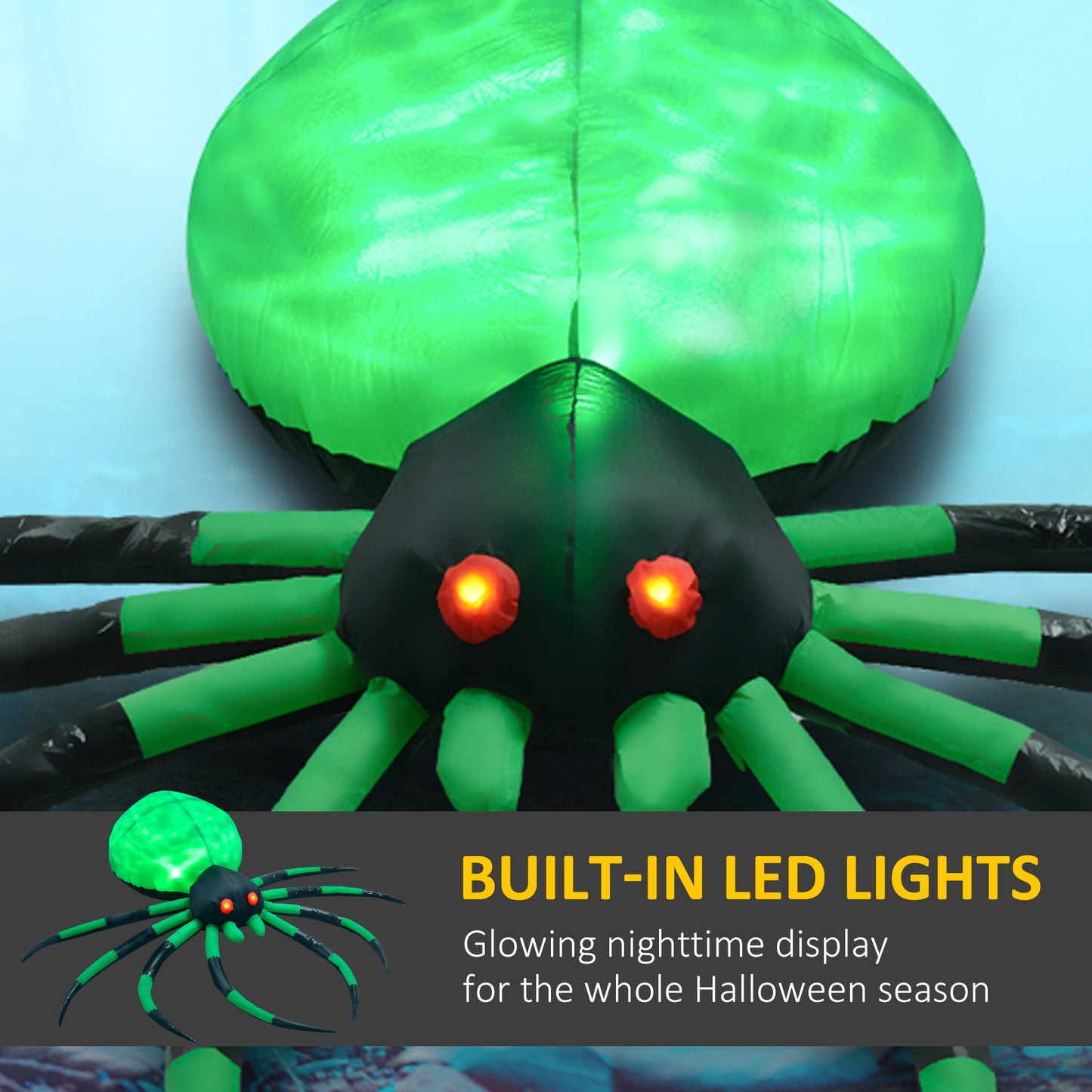 HOMCOM Halloween Inflatable Crawling Spider for Yard, 6' LED