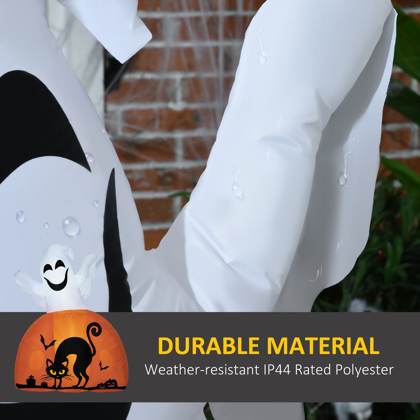 HOMCOM Halloween Ghost & Pumpkin Yard Inflatable, 5ft LED