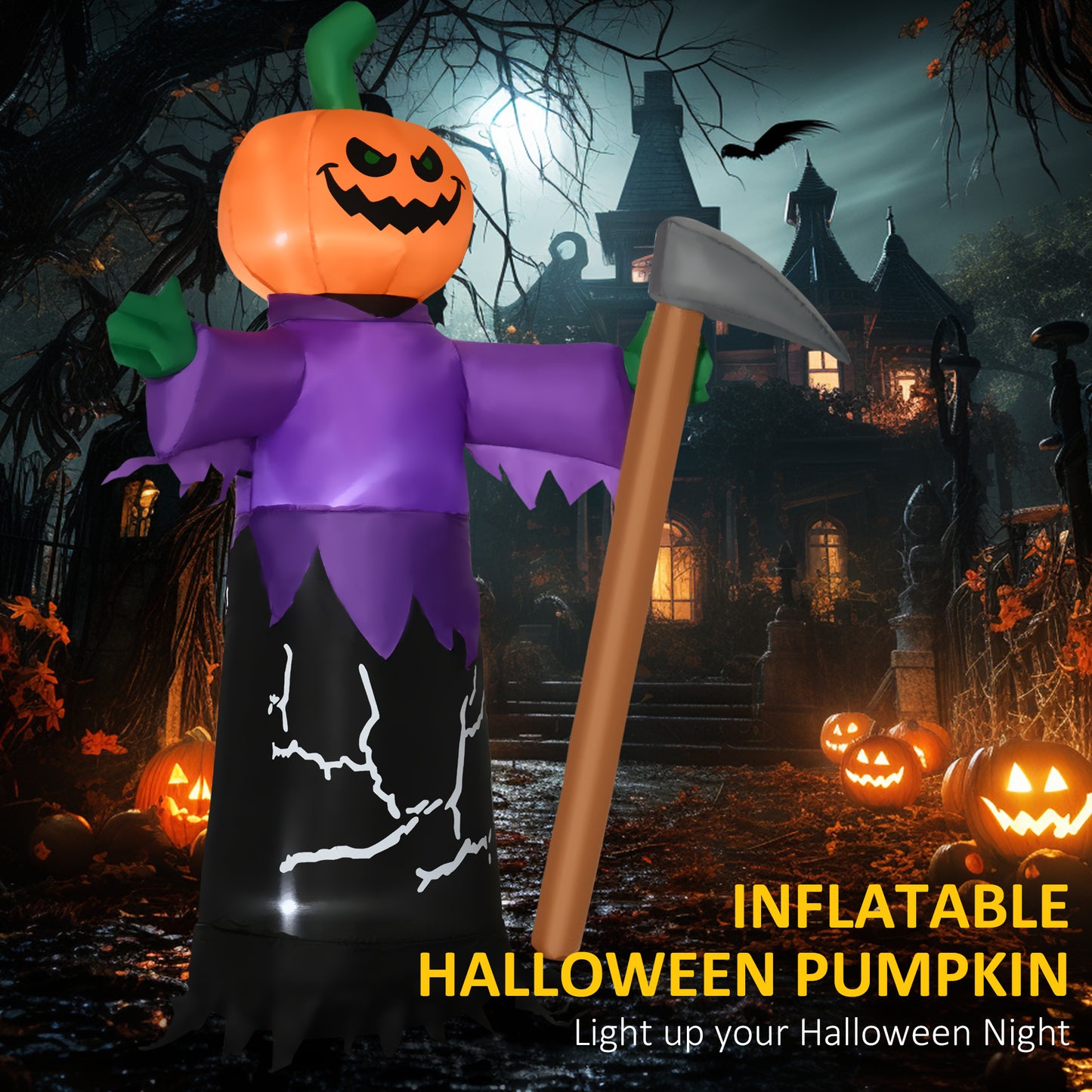 Outsunny 5ft Yard Inflatable Grim Reaper, LED, Waterproof