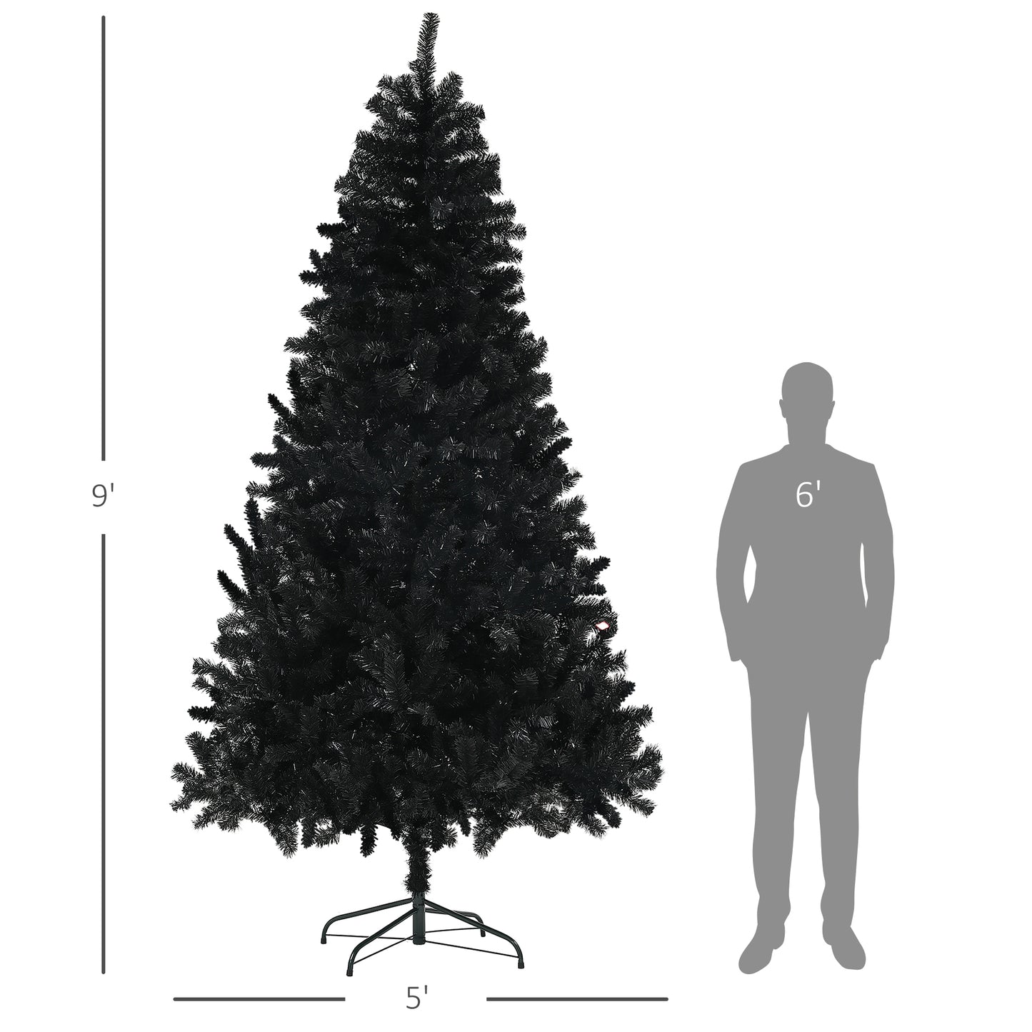 HOMCOM Black 9ft Christmas Tree for Holiday Decor, Auto-Open
