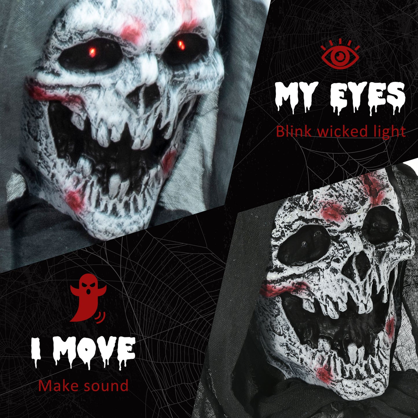 Outsunny Life-Size Skeleton Witch Yard Prop Motion & Sound