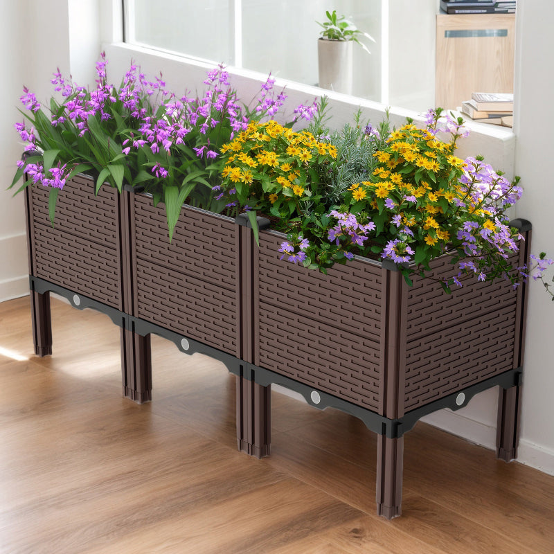 All-Weather Raised Planter Box for Patio with Drainage