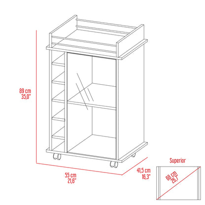 Dukat Espresso Bar Cart for Home, 6-Bottle Rack, Rolling