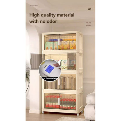 Modern Folding Closet Storage Cabinet with Wheels