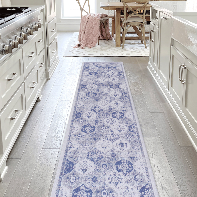NAAR MAVAL Blue Doormat Rug for Front Door, Washable 2' x 3'