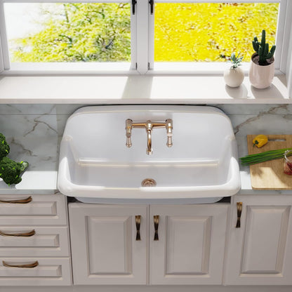 ELLAI Farmhouse Wall-Mount Laundry Sink, 36-Inch High-Back