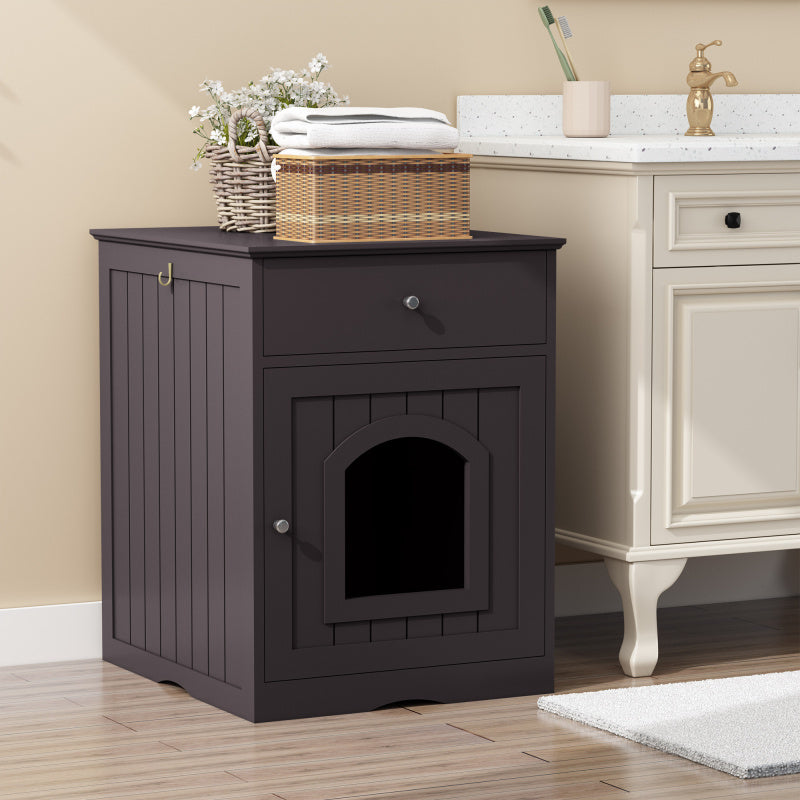 Modern Wood Cat Litter Box End Table, Indoor, Hides Litter