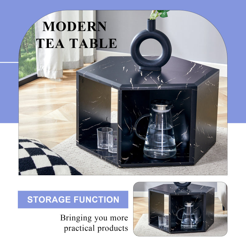 Modern Hexagon Coffee Table for Living Room, Extra Storage