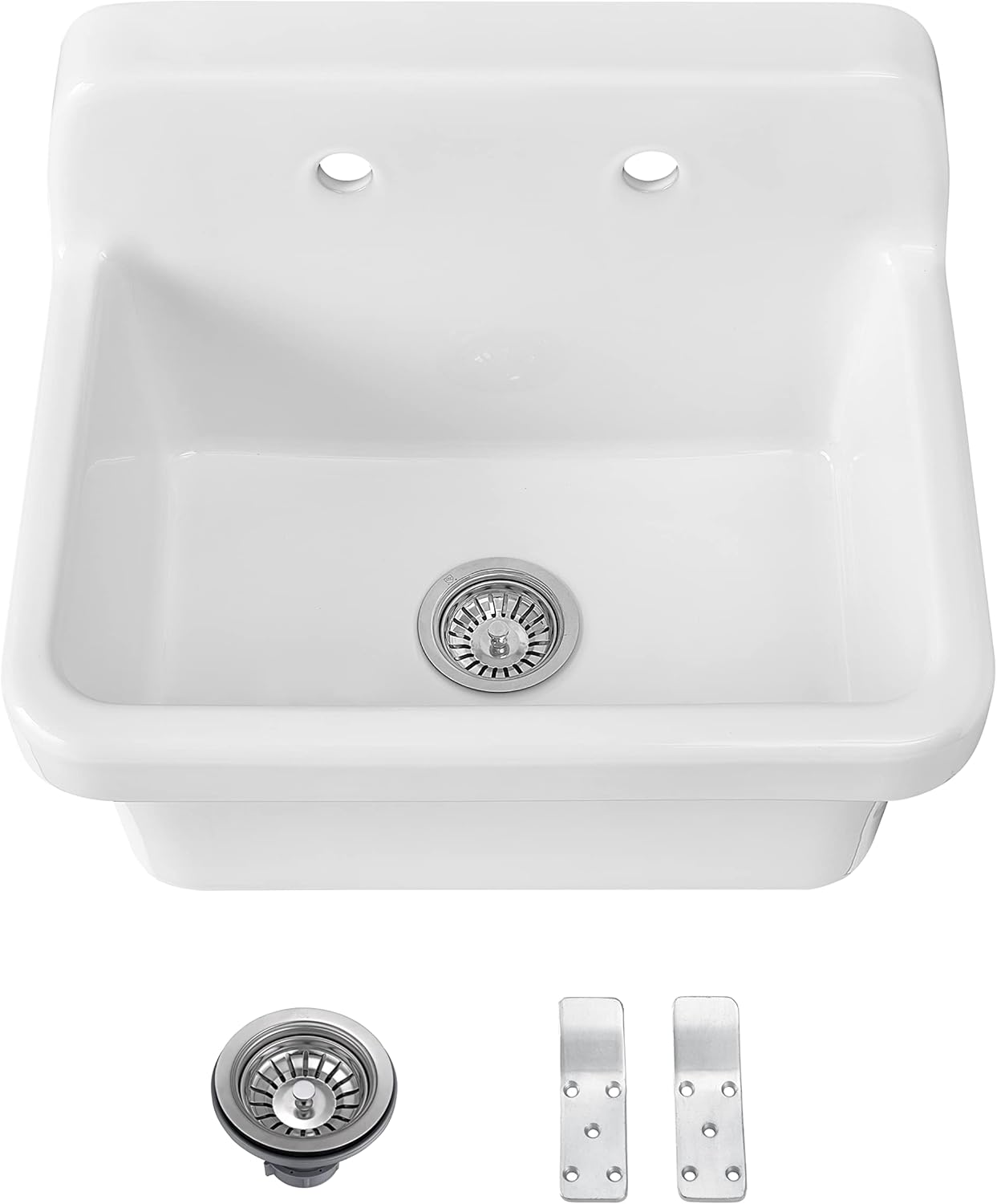 ELLAI Farmhouse Wall-Mount Laundry Room Sink with High Back