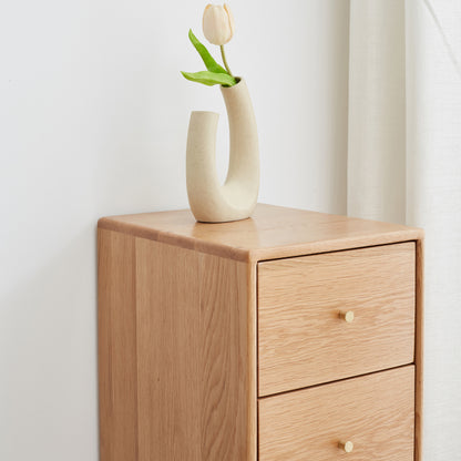 Solid Oak Corner Nightstand for Bedroom with Storage