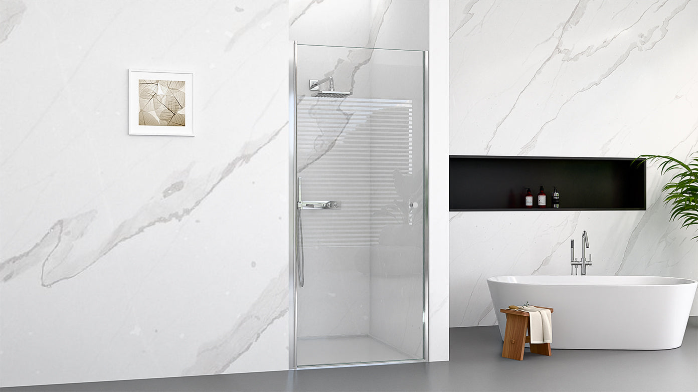 Semi-Frameless Chrome Pivot Shower Door for Bath 1/4" Glass