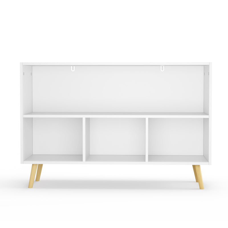 Modern Kids Bookcase for Playroom w/ Collapsible Fabric Bins