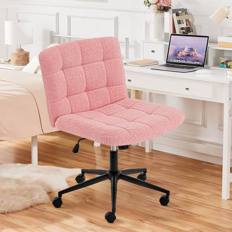 Cozy Linen Armless Home Office Chair with Lumbar Support