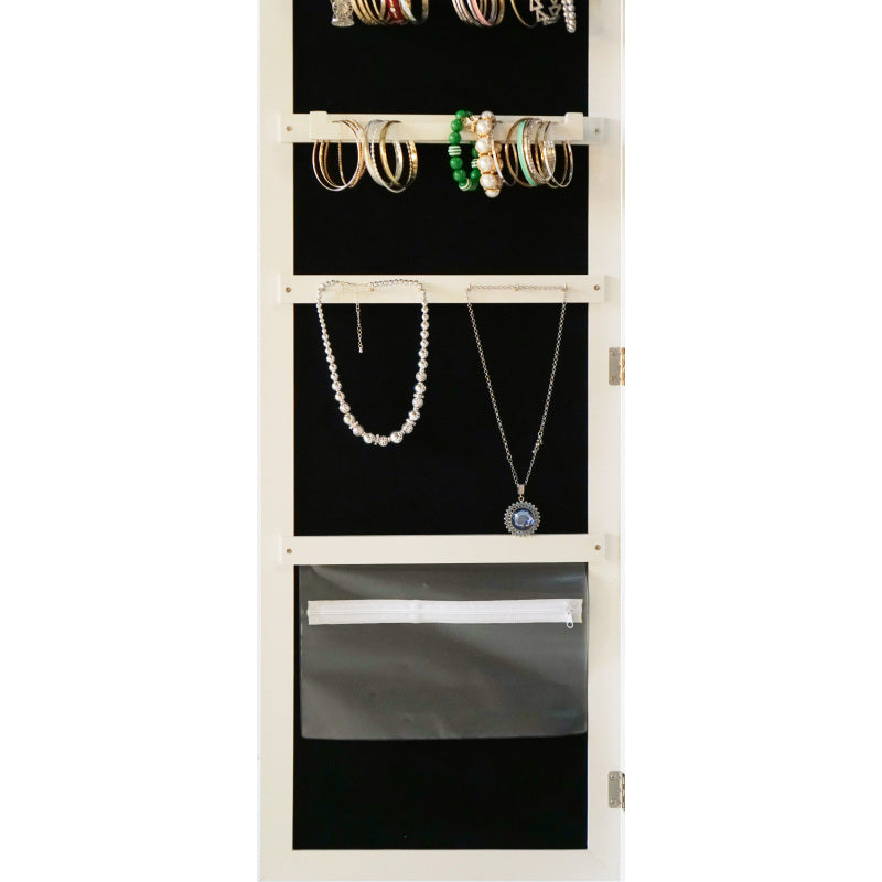 Sleek 360° Swivel LED-Lit Mirror Jewelry Armoire for Bedroom