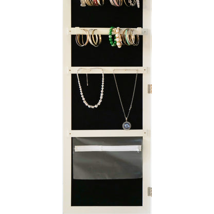 Sleek 360° Swivel LED-Lit Mirror Jewelry Armoire for Bedroom