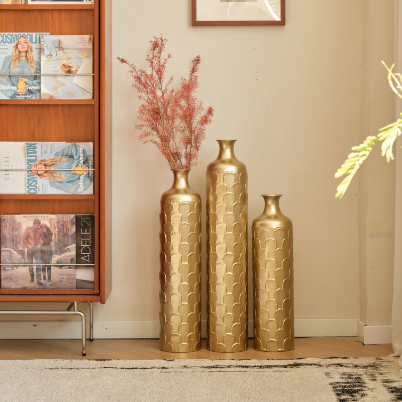 Modern White Floor Vases Set of 3 for Entryway — Tall Accent
