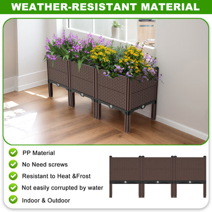 All-Weather Raised Planter Box for Patio with Drainage