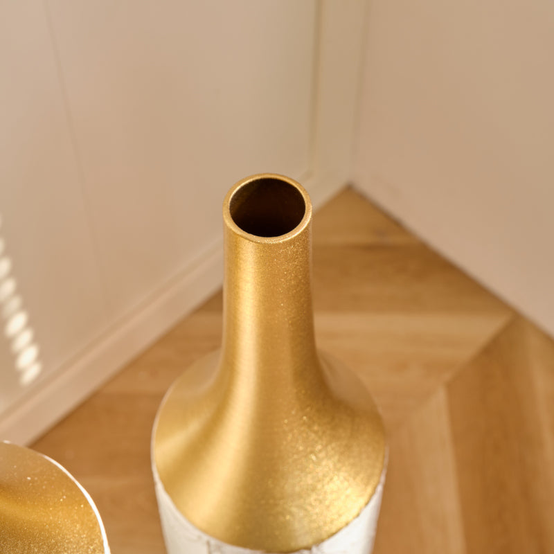 Modern Floor Vase Trio for Living Room, Tall White Metal