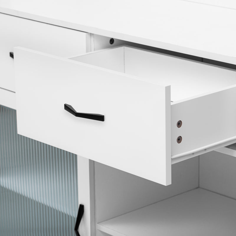 Fancy Design Versatile Sideboard, Can Be Used in Dining Room, Kitchen. White Solid Wood Frame