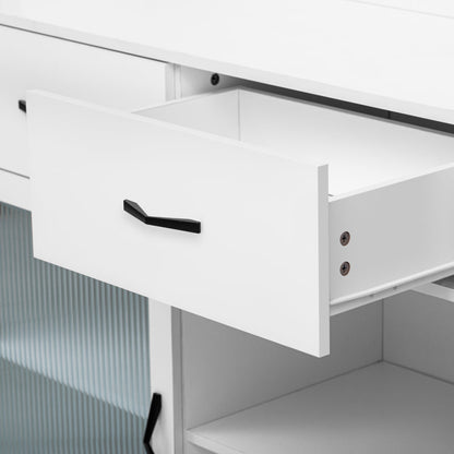 Fancy Design Versatile Sideboard, Can Be Used in Dining Room, Kitchen. White Solid Wood Frame