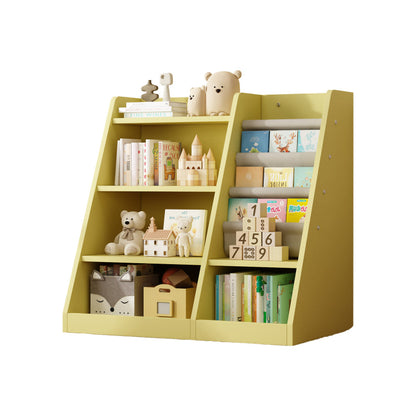 Yellow Wooden Toy Storage Organizer Cabinet Kids Bookshelf  Children Bookcase Toddler Baby Sling Book Rack Shelf for Playroom Bedroom Nursery Hallway School Kindergarten Living Roomy