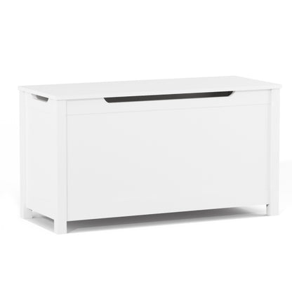 White Kids' Toy Box for Playroom with Safety Hinged Lid