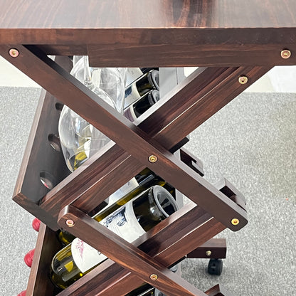 Walnut Freestanding Wine Rack for Home Bar, 26-Bottle
