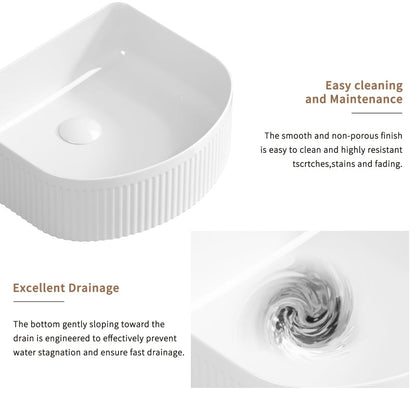 Modern Rectangle Vessel Sink for Powder Rooms Glossy Ceramic