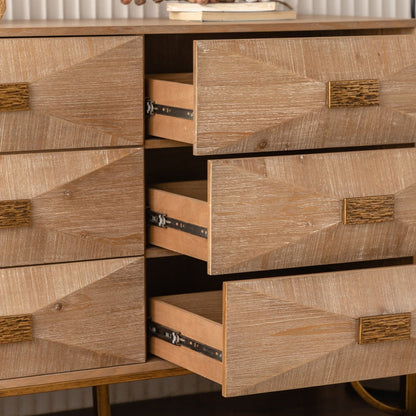 Modern Light Wood Dresser & TV Stand for Bedroom, 6 Drawers