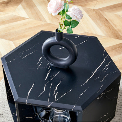 Modern Hexagon Coffee Table for Living Room, Extra Storage
