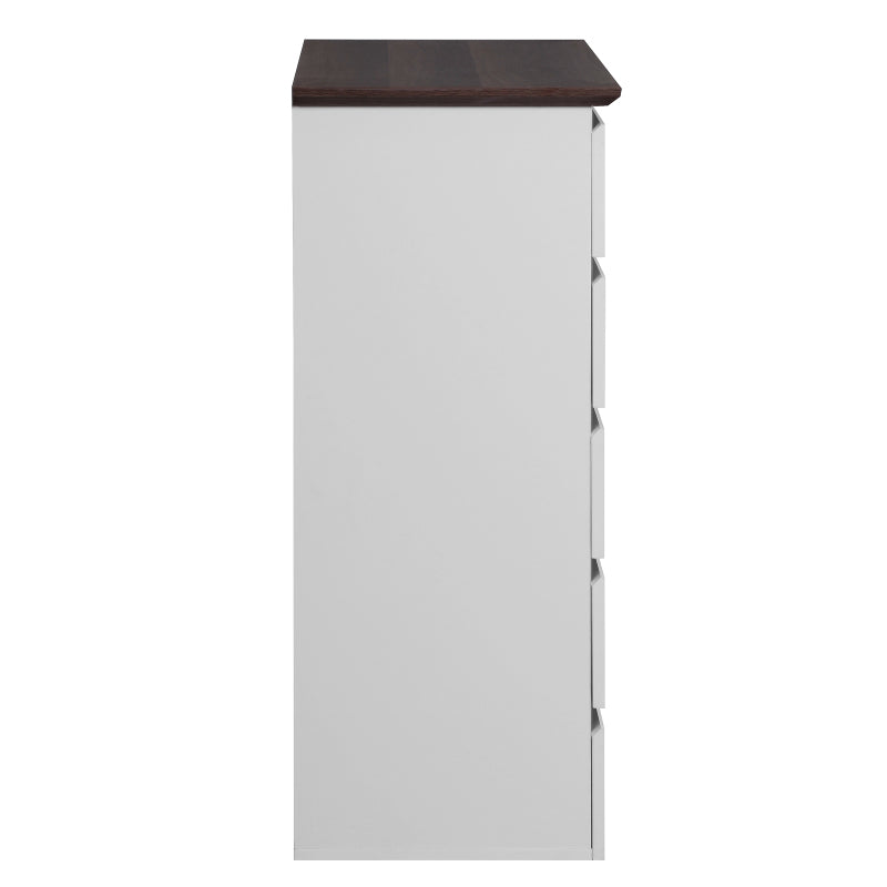 Modern 5-Drawer Bedroom Dresser, Two-Tone White & Walnut