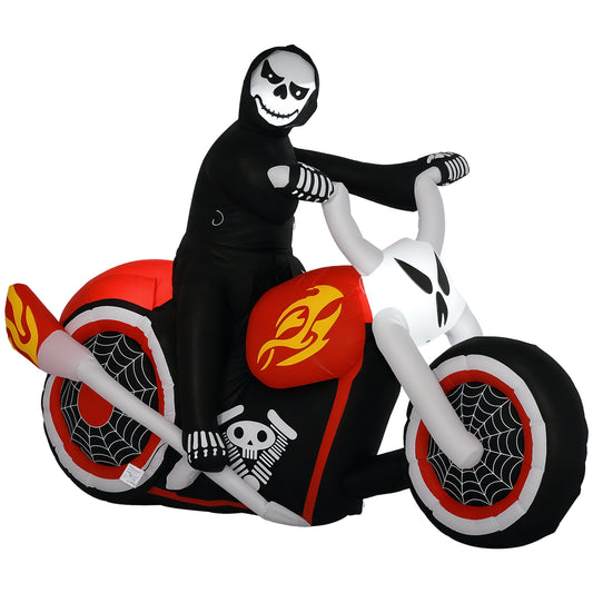 HOMCOM Spooky Inflatable Yard Decor, 7.5' LED Ghost Biker