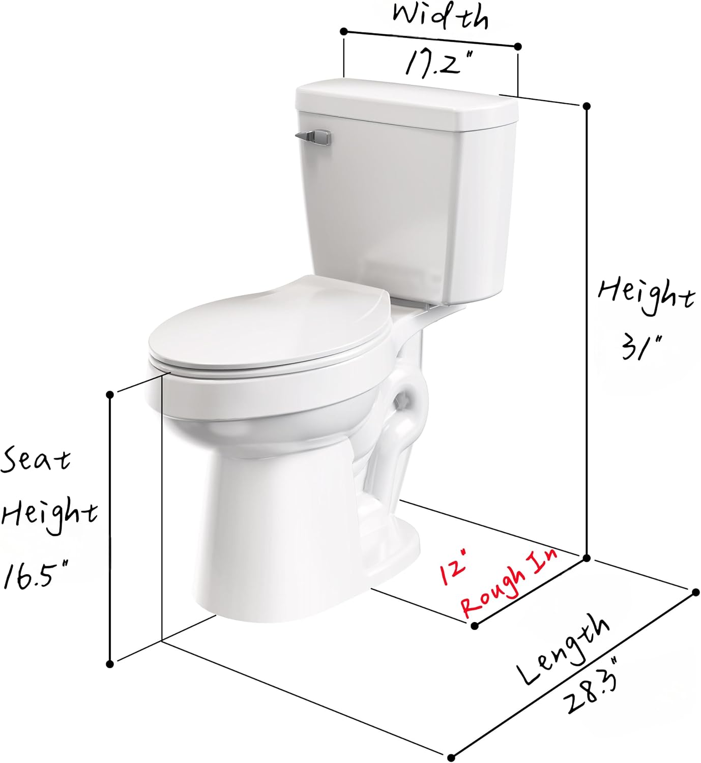 ELLAI Modern ADA Chair-Height Toilet for Bath, 1.28 GPF
