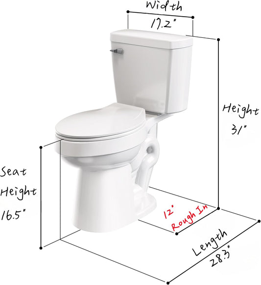 ELLAI Modern ADA Chair-Height Toilet for Bath, 1.28 GPF