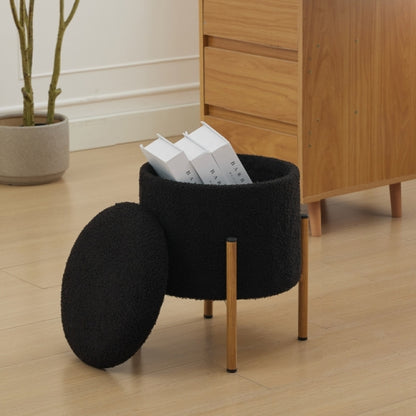 Modern Round Storage Ottoman, Removable Lid for Living Room