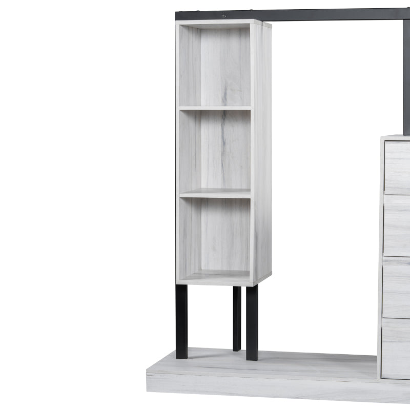 Sleek White Bedroom Wardrobe, 4 Drawers & 3 Shelves