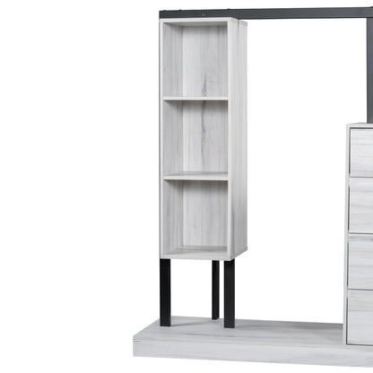 Sleek White Bedroom Wardrobe, 4 Drawers & 3 Shelves
