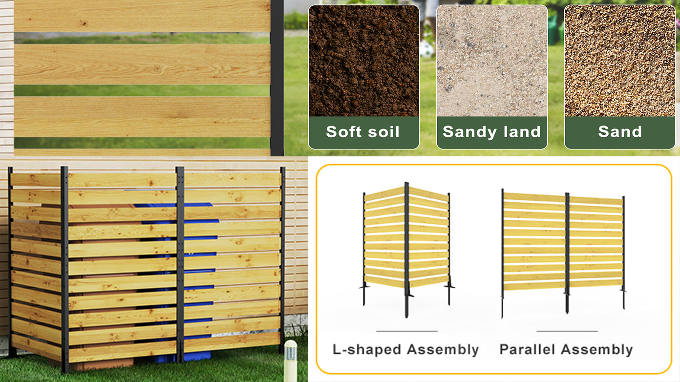 Goodyo Cedar Privacy Screen for Outdoor Bins & AC, 2 Panels