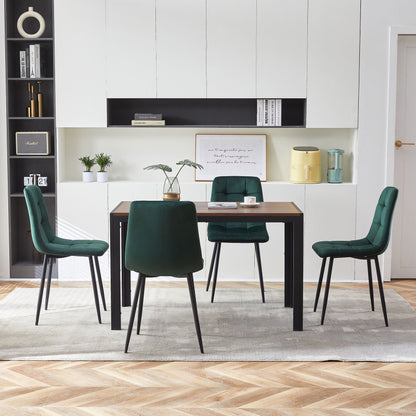 Mid-Century Green Velvet Dining Chairs for Kitchen, Set of 4