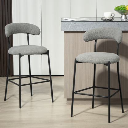 Cozy Teddy Fabric Counter Stool, Kitchen Island, Black Base