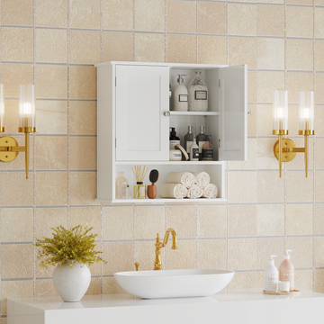 Bathroom Wall Cabinet with Door, Over Toilet Storage Cabinet with and Adjusta