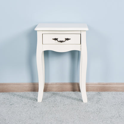 Classic White Living Room Side Table with Drawer